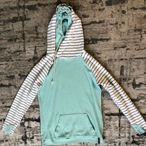 Ampersand mint green striped hoodie large